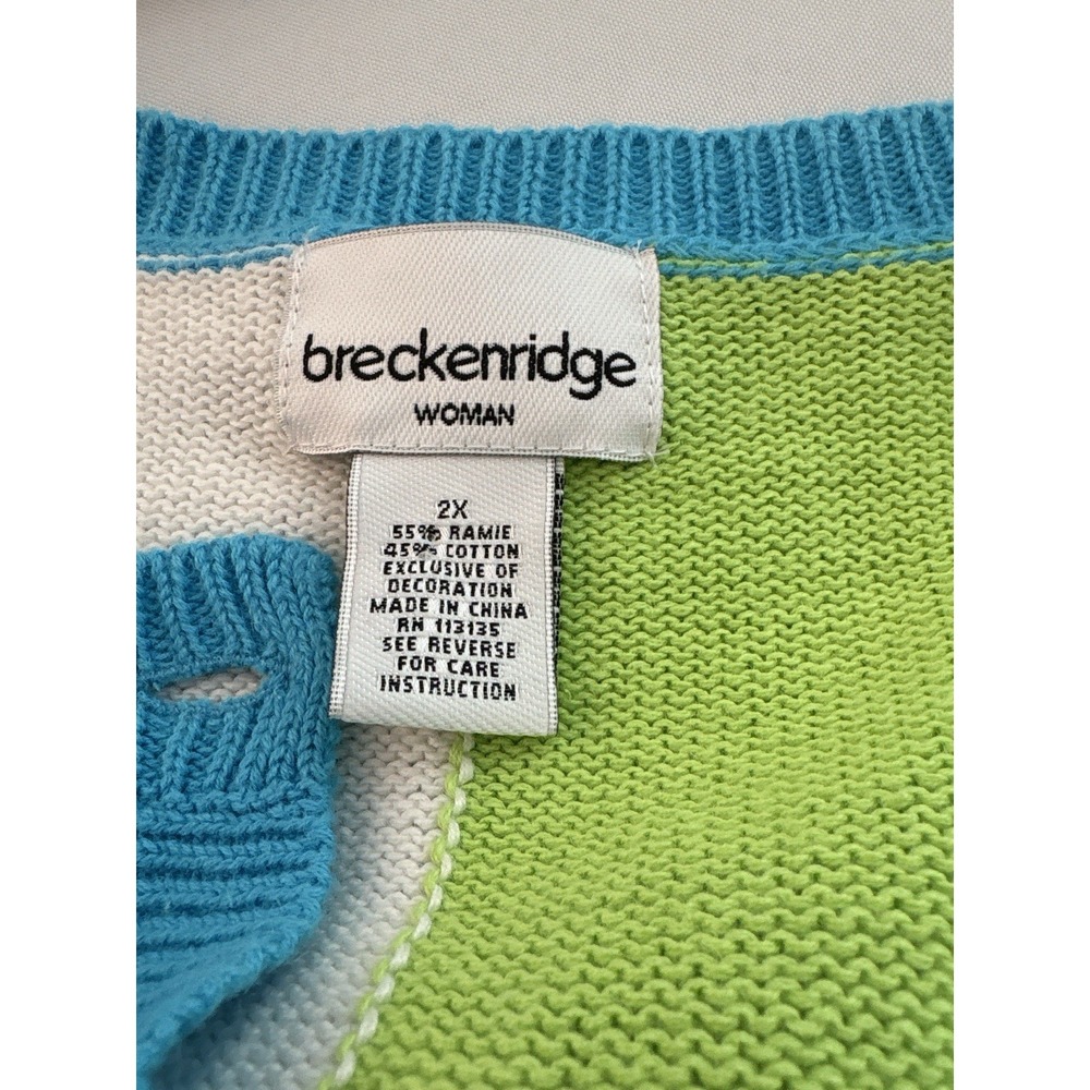 Vintage Breckenridge Woman Sweater 2X Tropical Patchwork Ramie Knit Cardigan - Picture 11 of 11